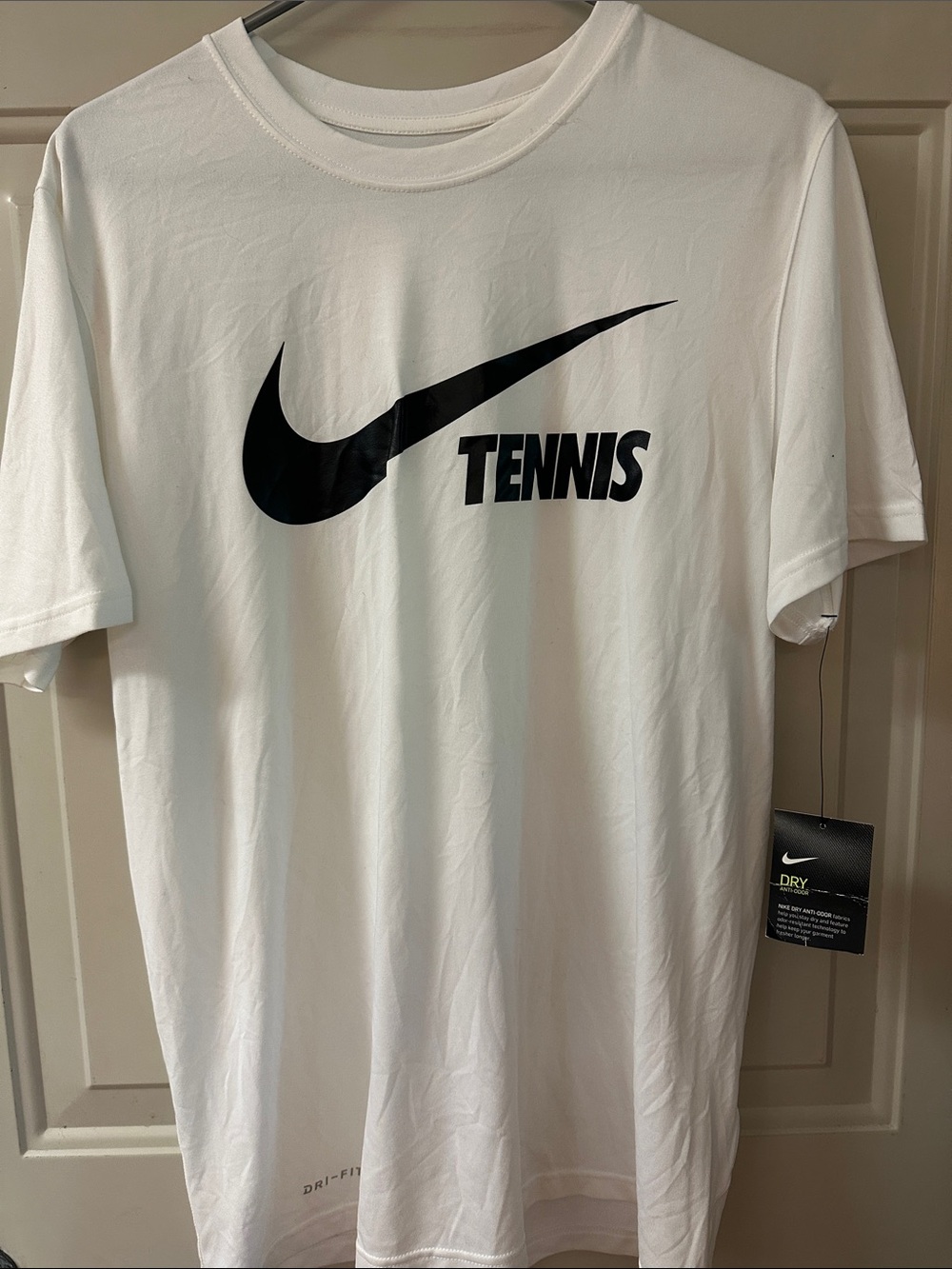 Nike White and Black Tennis Logo Tee